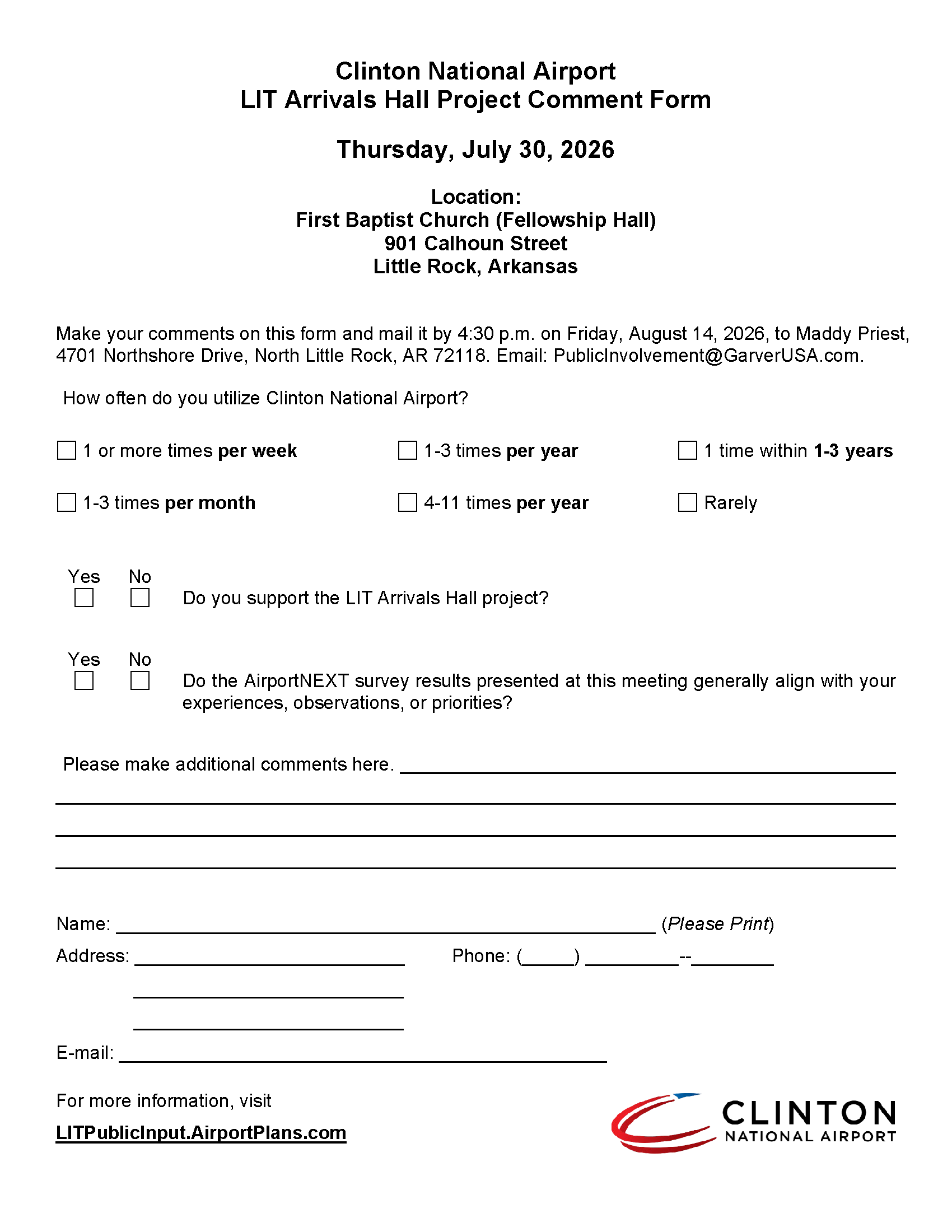 Click on the graphic to access the printable PDF version of the Comment Form. 