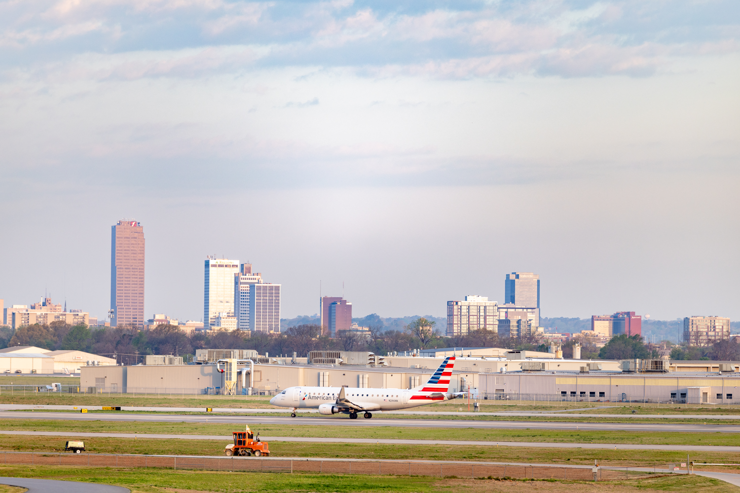 Image of a plane on the LIT runway.